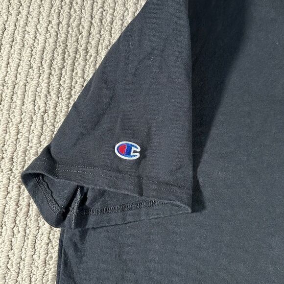 Vintage Champion Men's‎ Life Heritage Flock 90s Logo T-Shirt Black Large Spell - Picture 5 of 5